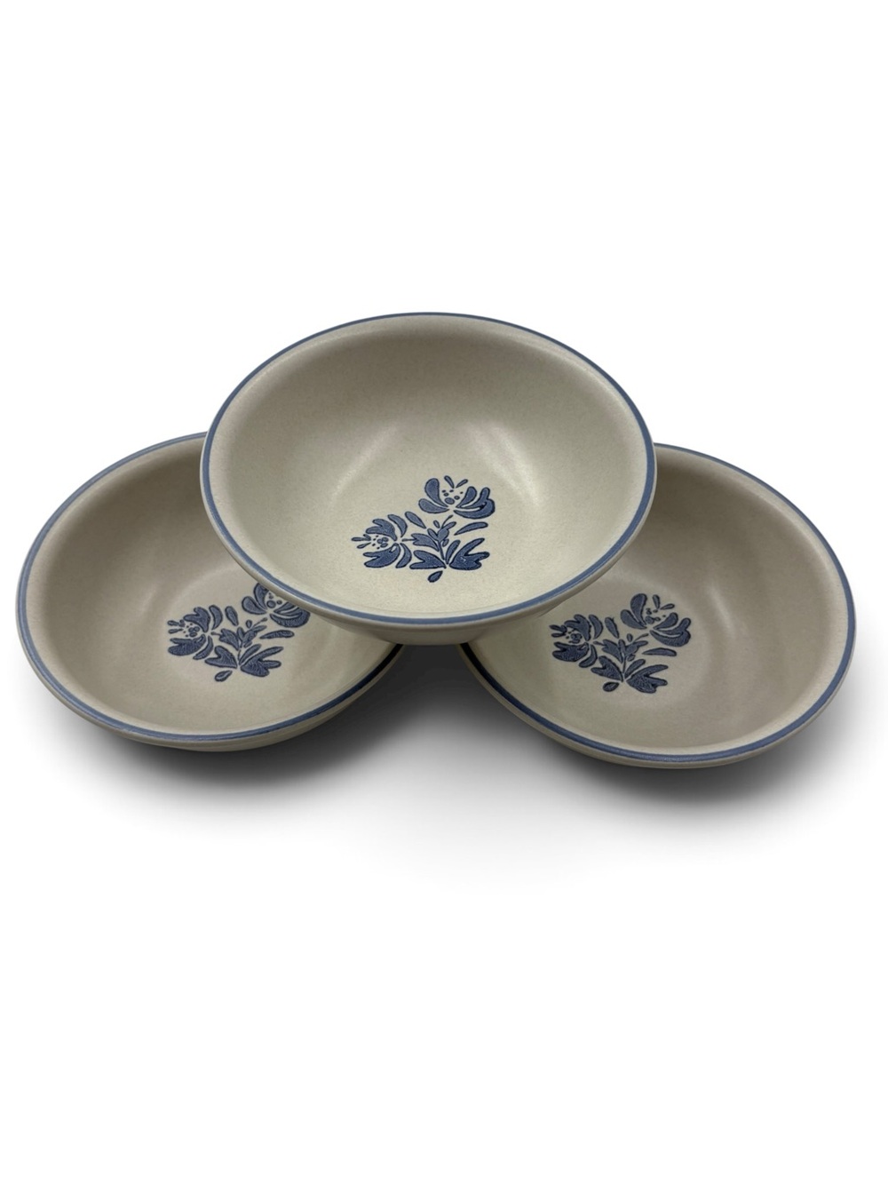 Pfaltzgraff Yorktowne Blue Cereal Soup Bowls 6"  USA Vintage Stoneware SET of 3